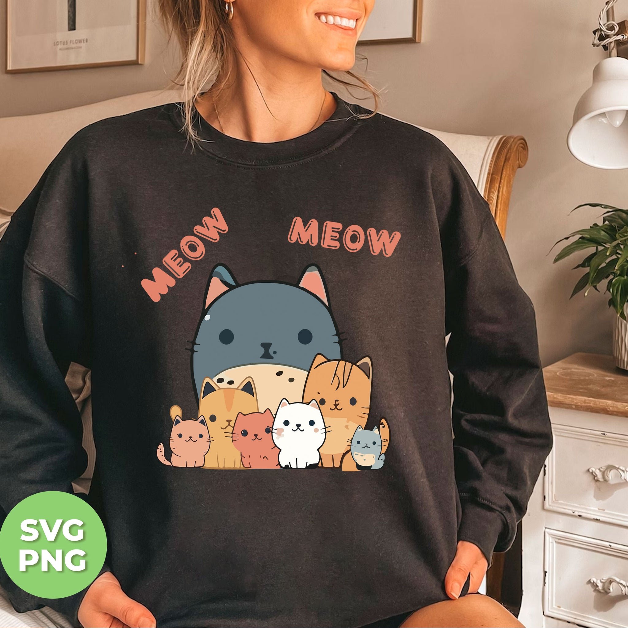 Introducing Cute Meow, the ultimate bundle for cat lovers! This collection includes adorable feline designs and high-quality PNG sublimations for all your crafting needs. Express your love for cats with these cute, one-of-a-kind designs. Bundle up and create something purr-fect today!