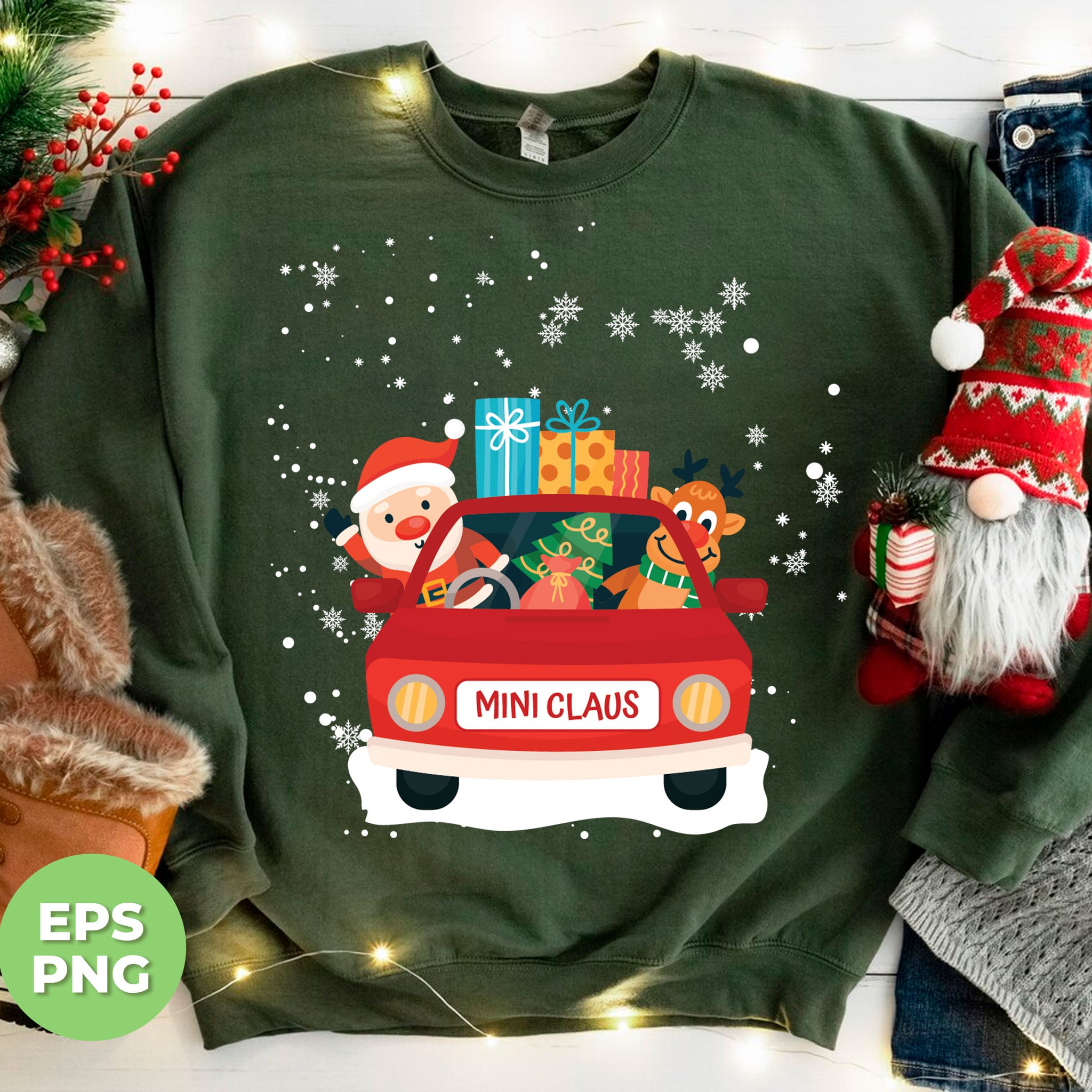 "Add some festive flair to your holiday apparel with Mini Claus, Christmas On A Car, and Xmas Is Coming designs. These trendy Christmas graphics are perfect for any holiday occasion. Made with high-quality PNG sublimation, they are sure to be a hit with friends and family."