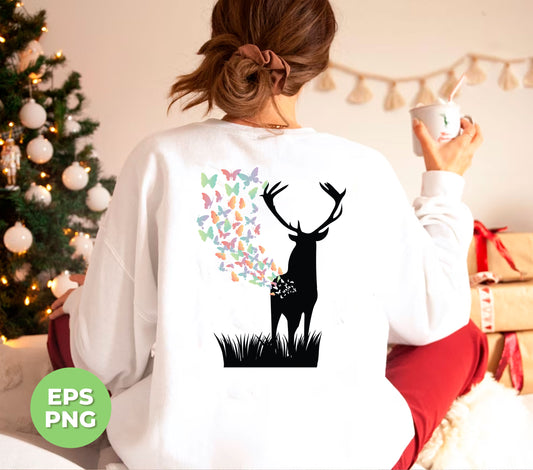 "Experience the beauty of nature with Butterfly Deer Lover collection from Happyness. Admire the wild deer print with our advanced Png Sublimation technology. A must-have for all nature lovers."