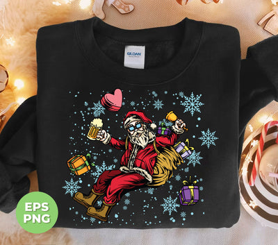 Santa In Space, Astronaut Santa, Santa Love Beer, Trendy Christmas, Png Sublimation