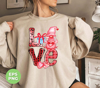 Love Gnome, Pink Leopard, Cute Love, Cute Valentine, Trendy Valentine, Png Sublimation