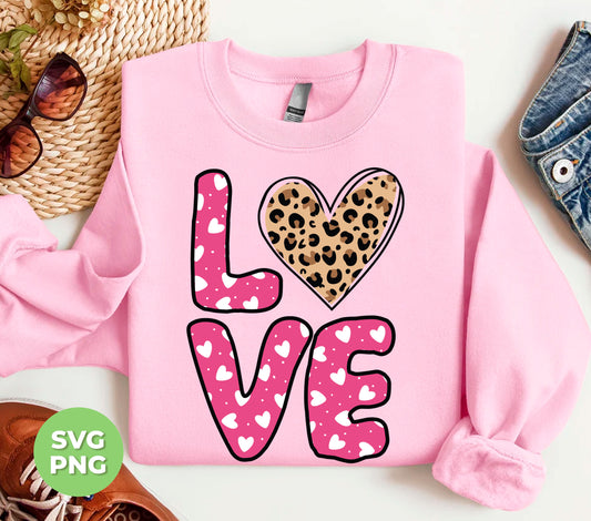 Expertly designed for the trendsetting individual, this Valentine's Day themed product features a stunning love heart design and eye-catching leopard pattern. Made with high-quality Png sublimation, it is perfect for adding a stylish touch to any outfit. Celebrate in style and stand out with this trendy Valentine's accessory.