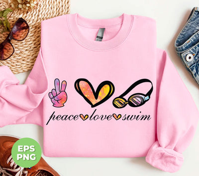 Peace Love Swim, Swimmer Gift, Swimming Lover, Swim Design, Png Sublimation