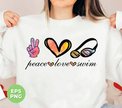 Embrace your love for swimming with this Peace Love Swim design. Perfect for swimmers and swimming enthusiasts, this versatile PNG sublimation is a great gift for yourself or a loved one. Show off your passion for the sport with this stylish and unique swim design.