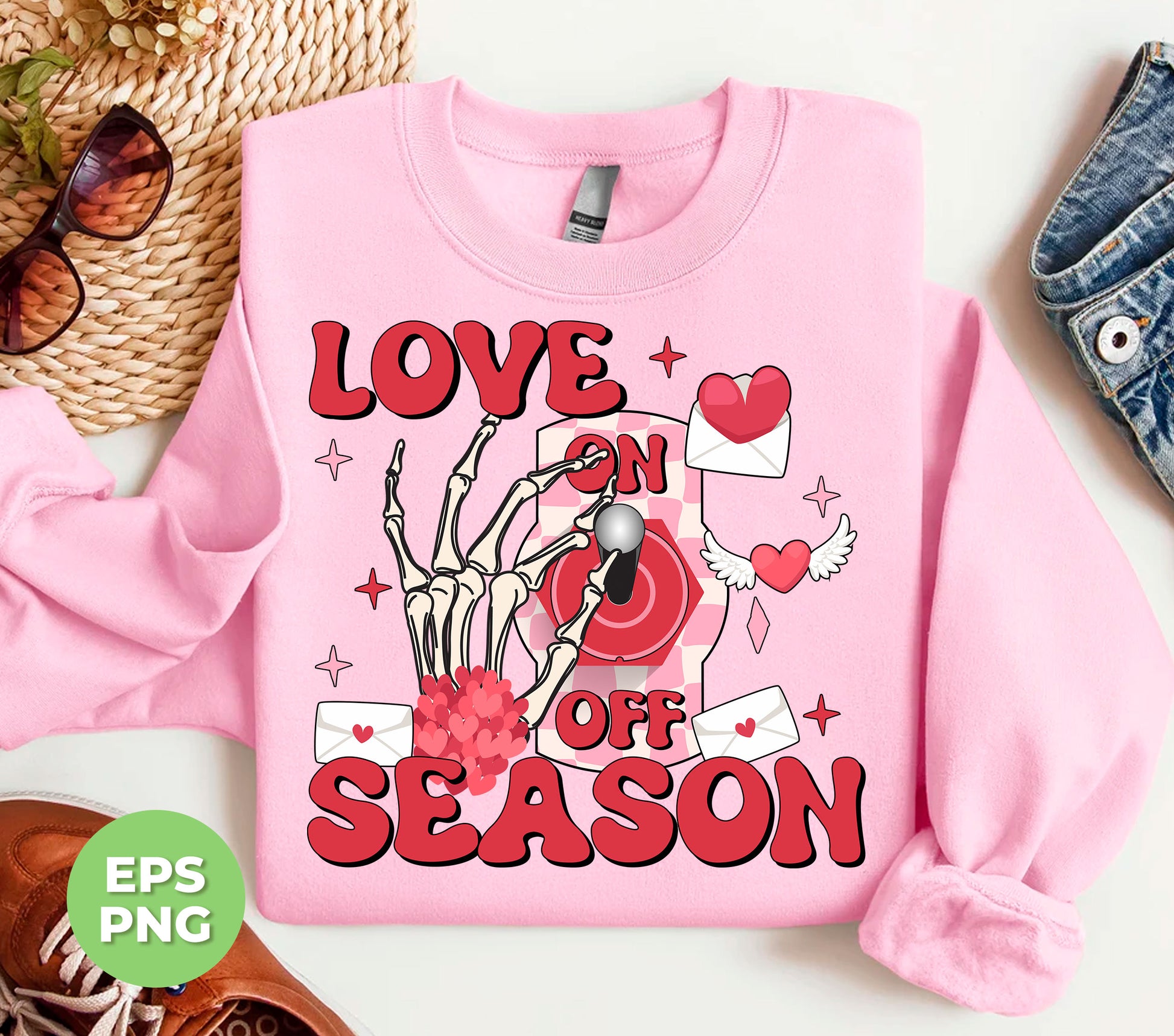 "Experience the perfect blend of love and fashion with our Love On series! Celebrate Valentine's Day in style with Turn On The Love and Turn On Valentine designs. Our Trendy Valentine collection features sublimation prints on high-quality Png material. Get ready to fall in love all over again this season!"