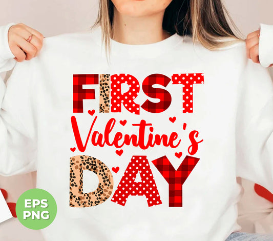 Celebrate your first Valentine's Day with this cute and trendy heart pattern design. Perfect for any romantic occasion, this Png sublimation design is a must-have for any lovebirds. Make this special day even more memorable with this adorable design that will make you and your partner feel loved and cherished.