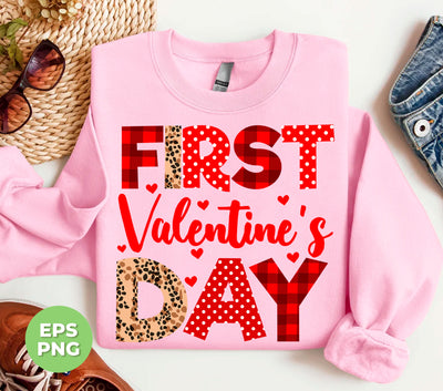 First Valentine's Day, Cute Valentine, Heart Pattern, Trendy Valentine, Png Sublimation