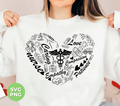 Heart Nurse, Caring Nurse, Patience Lover, Nurse Gift, Digital Files, Png Sublimation