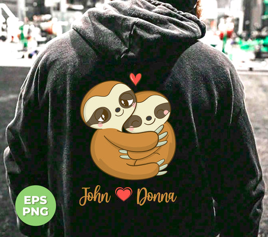 This personalized digital file features a cute sloth couple, perfect for sloth lovers. Add your names to make it truly unique. Great for sublimation printing.