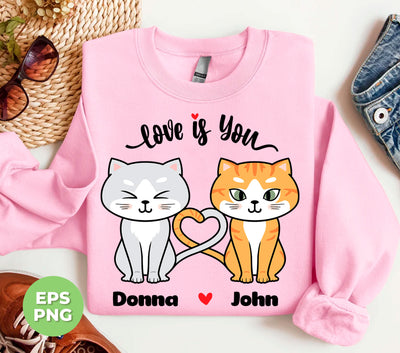 Custom Name Valentine, Cat Couple, Personalized Name Couple, Digital Files, Png Sublimation