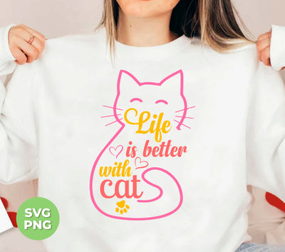 Enhance your love for felines with our Life Is Better With Cat digital files. Show off your love for cats with our beautiful cat line art and sublimate it onto shirts, mugs, and more! Perfect for any cat lover, this design is a must-have for your collection.