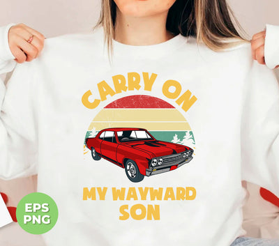 Carry On My Wayward Son, Red Car, Classic Car, Digital Files, Png Sublimation