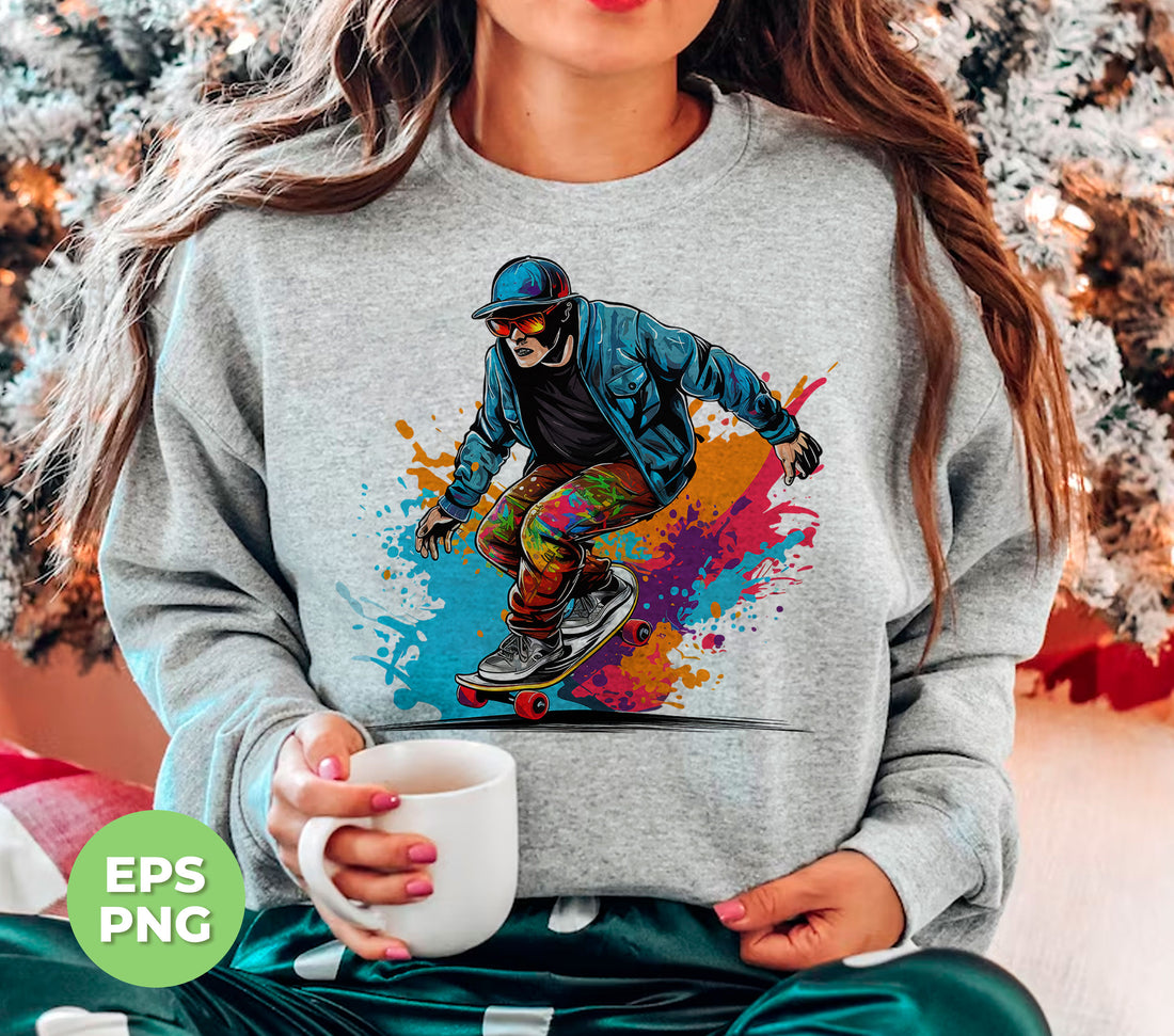 Discover the perfect blend of coolness and artistry with our Skateboarding Watercolor digital files. Featuring a cool man and boy with skateboard, these PNG files are perfect for sublimation printing. Add a touch of style to your designs with this unique and dynamic collection.