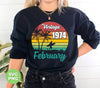 Vintage 1974 February, Retro Birthday, Summer Vibes, Digital Files, Png Sublimation