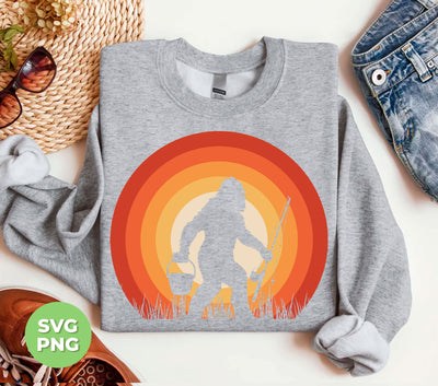 Big Foot Silhouette, Retro Big Foot, Big Foot Fishing, Digital Files, Png Sublimation