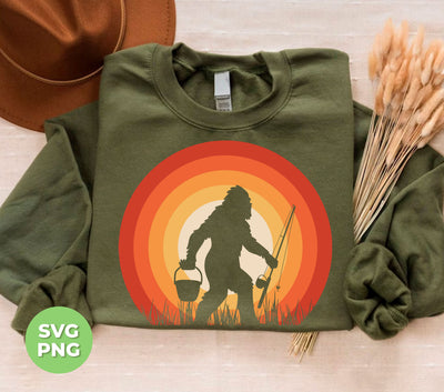 Big Foot Silhouette, Retro Big Foot, Big Foot Fishing, Digital Files, Png Sublimation