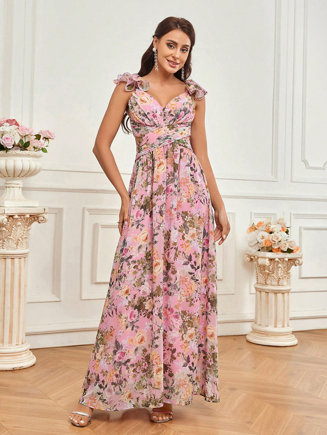 Step into spring with our Sweet Floral Charm Dress! This stunning dress features a beautiful floral print, delicate ruffle trim, and a unique lace-up detail on the back. Feel confident and chic with this fashionable and flirty addition to your wardrobe.