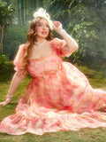 Embrace your sweet and graceful side with this Plus Size Organza Dress featuring a flattering square neck. Perfect for any spring or summer vacation, this dress is the ideal choice for effortlessly chic style. Add a touch of elegance to your wardrobe and stand out in the crowd. (No one can resist this charming dress!)