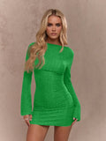 Get ready to make a statement in this Textured Long Sleeve Bodycon Mini Dress! With its chic and elegant style, you'll turn heads wherever you go. Whether you're hitting the town or attending a special event, this dress will have you feeling confident and stylish. (No need to thank us, it's just what we do.)