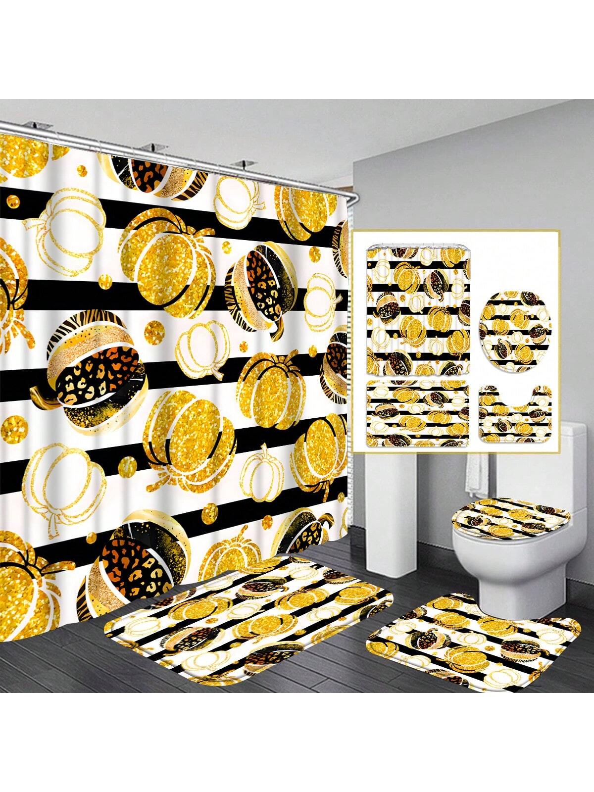 Celebrate fall in style with this Thanksgiving Pumpkin Shower Curtain Set! This 4-piece bundle includes a vibrant pumpkin-themed curtain, two cozy non-slip mats, and sturdy hooks to brighten your bathroom. Perfect for adding a festive touch while keeping your space safe and comfy. Embrace the season’s charm every day with this playful and practical fall decor set!