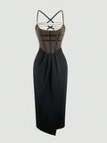 Step into the spotlight with the Fishbone Bodice Party Dress, featuring delicate sheer mesh and charming ruffle lace trim. A tied bow accentuates the slim waist, adding a flirty touch to your look. Perfect for dancing the night away or making a memorable entrance, this dress combines playful elegance with a flattering fit.