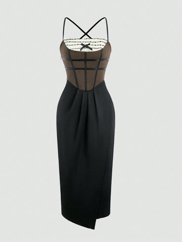 Step into the spotlight with the Fishbone Bodice Party Dress, featuring delicate sheer mesh and charming ruffle lace trim. A tied bow accentuates the slim waist, adding a flirty touch to your look. Perfect for dancing the night away or making a memorable entrance, this dress combines playful elegance with a flattering fit.