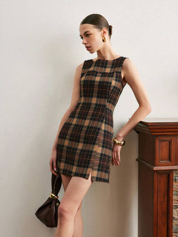 The Smart Casual Plaid Mini Dress: Sleeveless & Effortless for Stylish –  Canary Houze