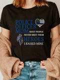 Showcase your pride and support for law enforcement with this Thin Blue Line Family Pride t-shirt. Designed for police officer moms, this casual t-shirt is a perfect way to show your love for your family and the blue line. A stylish and meaningful addition to your wardrobe.