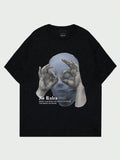 Introducing our Men's Summer Casual Character Print Face Mask Shirt. Stay stylish and protected with this unique shirt featuring a character print face mask. Made with breathable material, perfect for warm weather. Upgrade your summer wardrobe now.