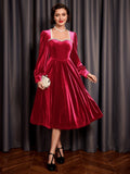 Step into timeless elegance with our Vintage Velvet Hem Flare Dress, perfect for stylish holiday celebrations. Made with luxurious velvet fabric, this dress effortlessly flatters your figure with its hem flare design. Look and feel elegant this holiday season with this must-have dress!