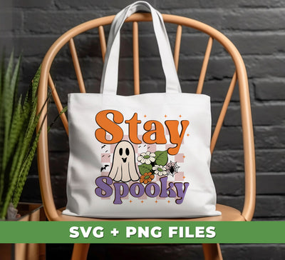 Stay Spooky, Groovy Halloween, Boo With Flower, Digital Files, Png Sublimation