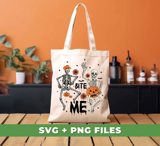 Bite Me, Skeleton Dancing, Funny Halloween, Digital Files, Png Sublimation