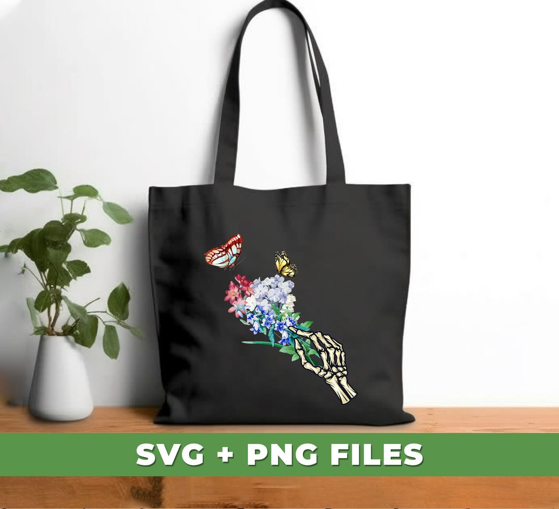 This set of hand skeleton hold flowers, butterfly love flowers, and digital files in png sublimation is perfect for any special creative project. Get the crisp and clear resolution you need for your craft with this set!