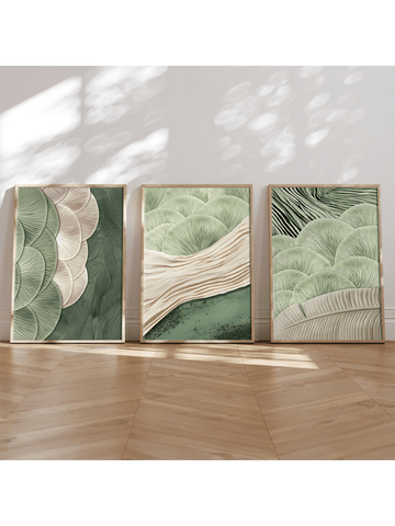 Add a splash of calm with this 3-piece modern abstract wall art set. Featuring soothing earth tones, these playful pieces bring a touch of minimalist charm and warmth to any room. Perfect for those who love simple yet stylish décor that sparks joy without overwhelming the space.
