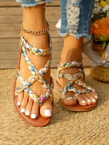 Step into adventure with these trendy bohemian beaded flat sandals! Perfect for all your stylish outdoor escapades, these sandals will add a touch of boho flair to any outfit. Stay comfortable and on-trend with the perfect footwear for your next adventure.