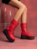 Step into the future with these Trendy Cyberpunk Mid-Calf Platform Boots! Featuring bold buckle straps and chunky heels, they add an edgy vibe to any festival outfit or Halloween costume. These statement boots lift your look—and your height—for standout style that’s both fierce and fun. Perfect for those ready to turn heads and own the night!