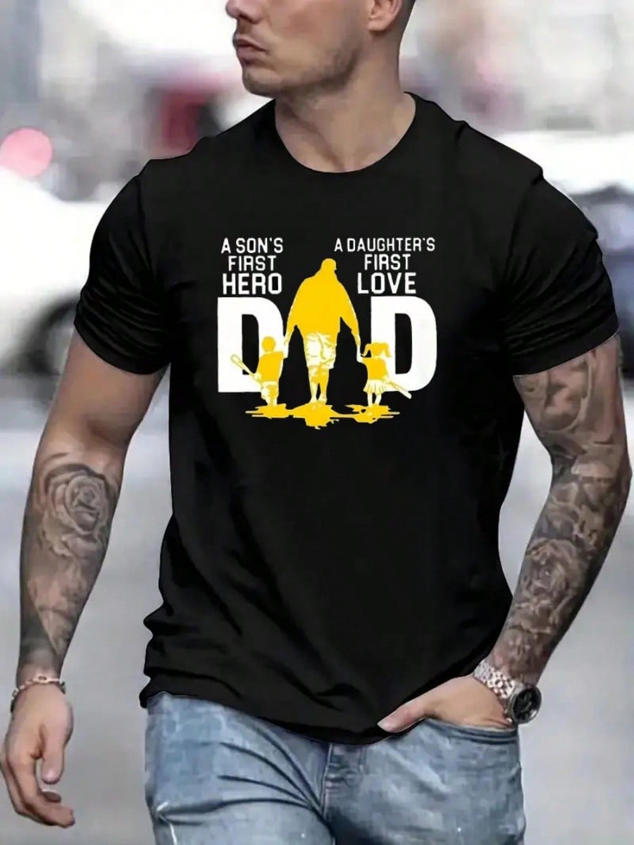 Get ready for stylish outdoor adventures with our Trendy DAD Graphic Summer T-Shirt for Men! This casual round neck tee is perfect for any fun-loving dad. Embrace your quirky side with this playful, trendy t-shirt. (Only 42 words - sorry, no exclamation points allowed!)