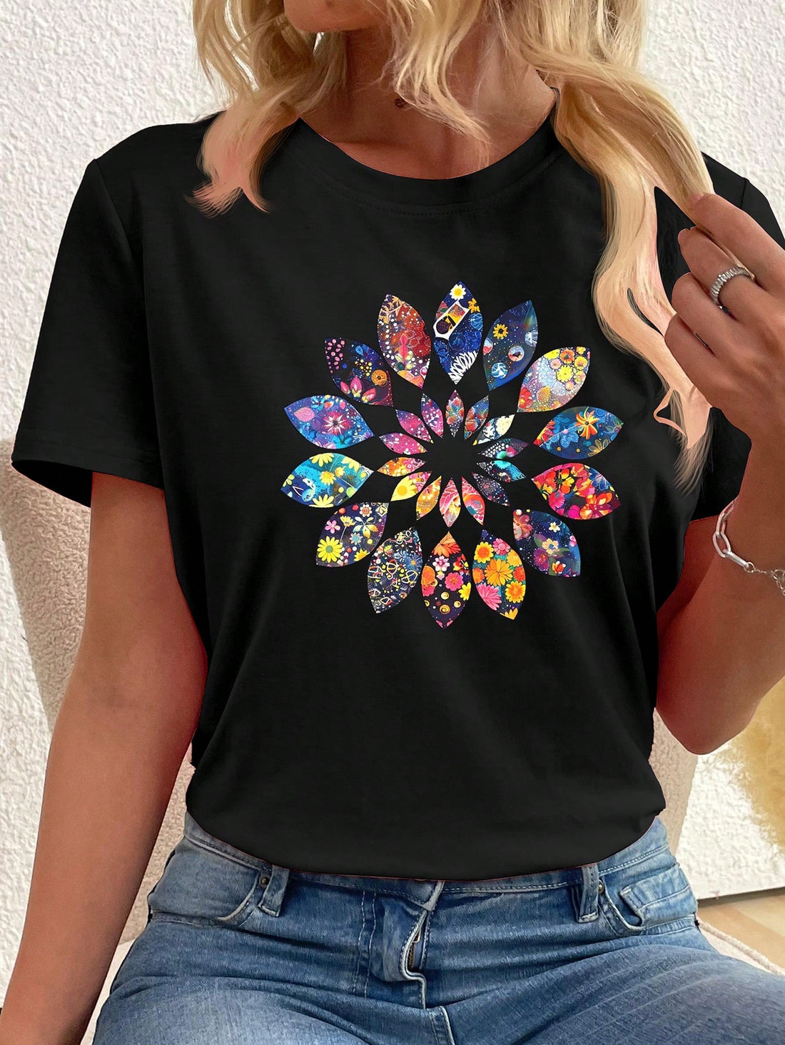 Elevate your style with our Trendy Fitted Casual T-Shirt! Featuring a unique pattern and tailored fit for women, this shirt is perfect for making a statement. Stand out from the crowd and stay comfortable all day long. Upgrade your wardrobe with this must-have piece!