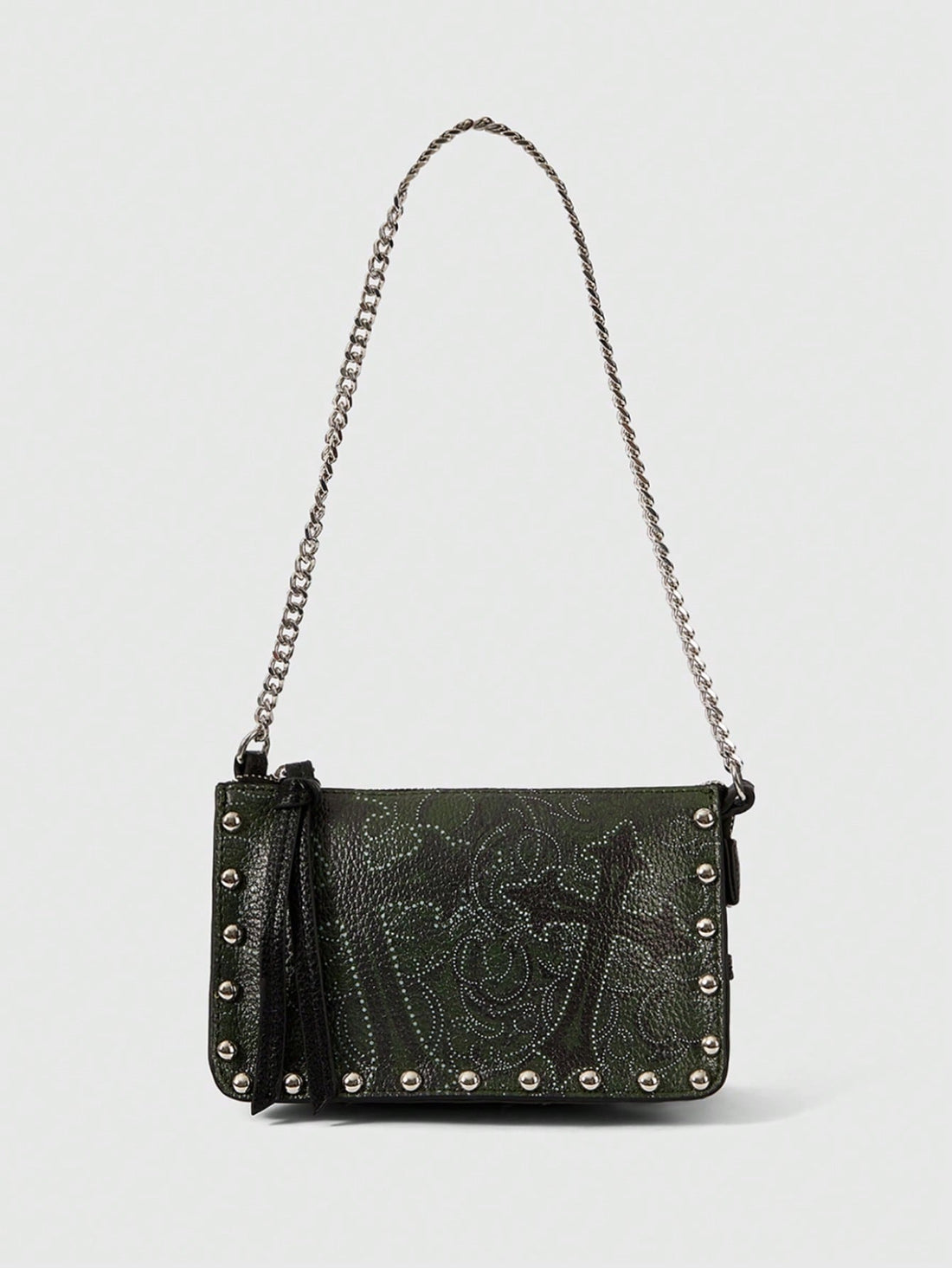 Add an edgy twist to your look with this Trendy Goth Women's Cross-Pattern Rivet Chain Shoulder Bag. Featuring bold rivet accents and a stylish cross-pattern design, it’s perfect for fashion lovers who dare to stand out. The chain strap adds a daring touch while keeping your essentials close. Whether for a night out or daily wear, this bag brings playful attitude and dark charm to any outfit.