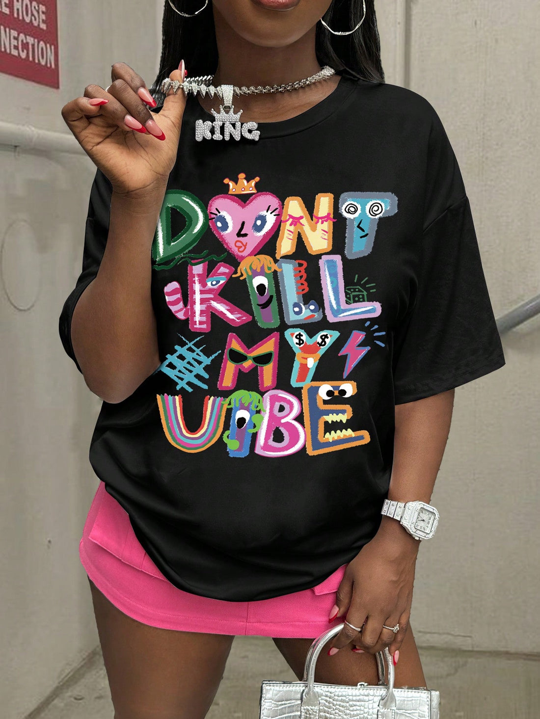 Add a splash of fun to your wardrobe with this trendy graphic slogan tee! Featuring a casual round neck and comfy short sleeves, it’s perfect for everyday wear or gifting to a friend who loves stylish, easygoing vibes. Pair it with jeans or shorts for an effortlessly cool look that speaks your playful spirit.