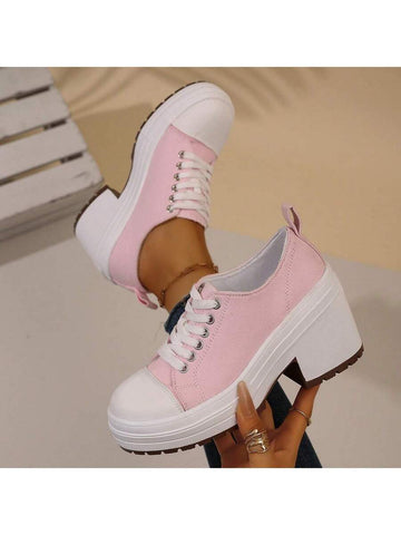 Step up your style game with these Trendy High-Heel Lace-Up Sneakers for Women! Perfectly blending sporty vibes with fashionable flair, their eye-catching contrast colors make every season brighter. Whether you're hitting the streets or heading out for a casual day, these sneakers add a playful lift to any outfit while keeping comfort in stride. Elevate your look with the perfect mix of fun and function!