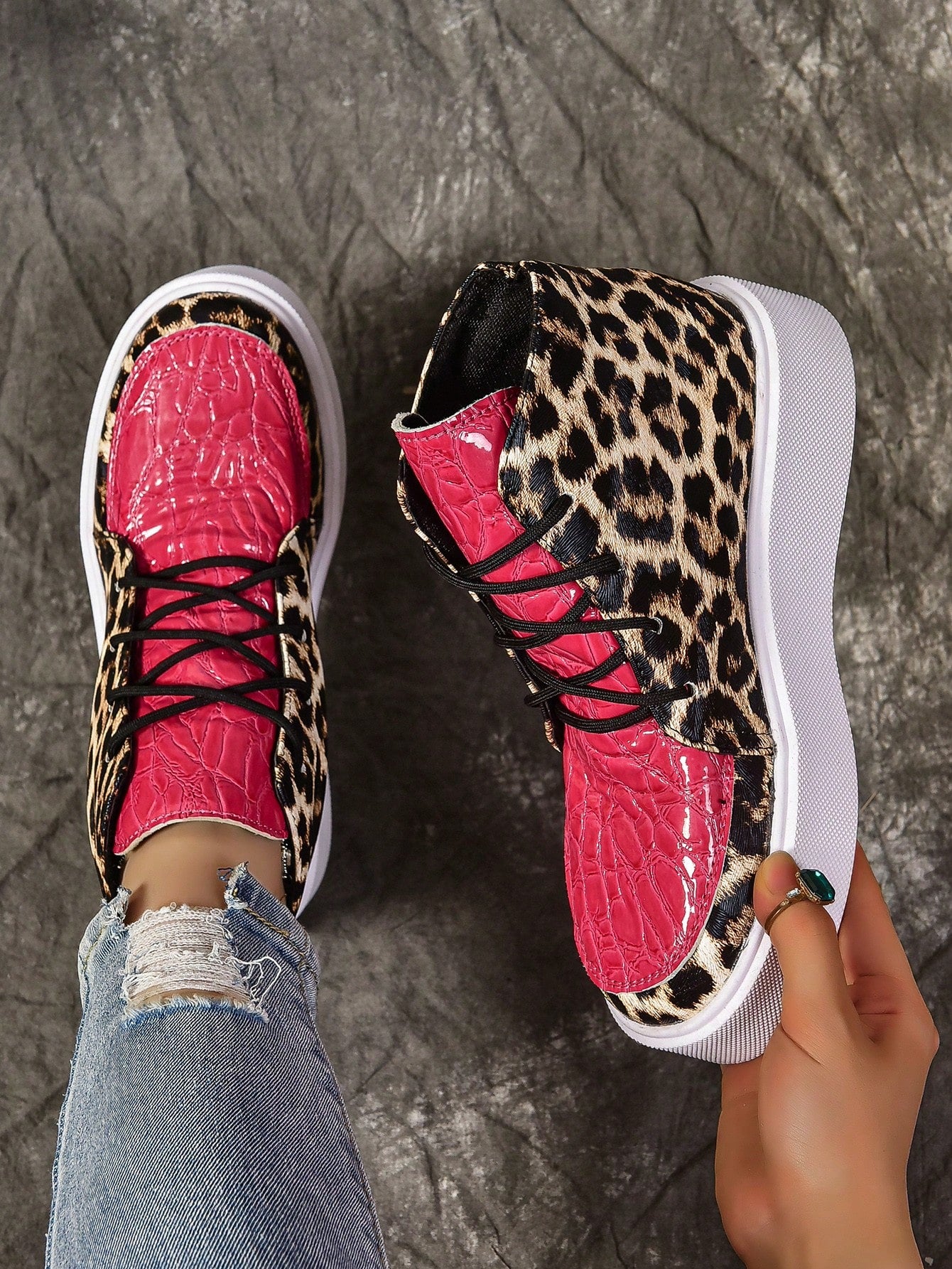 Stand out in the office with these chic Trendy Leopard Print Roman Short Boots. The stylish design adds a touch of sophistication to any outfit, while the short heel provides comfortable all-day wear. Perfect for the fashion-forward professional looking to make a statement.