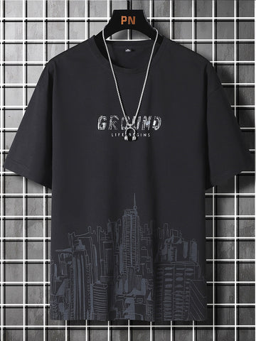 Stand out from the crowd with our Trendy Letter Print Casual Short Sleeve Tee for Men! This statement piece is perfect for both casual hangouts and going out on the town. Its unique design and comfortable fit make it the ideal gift for any stylish man in your life. Don't miss out on this must-have item!