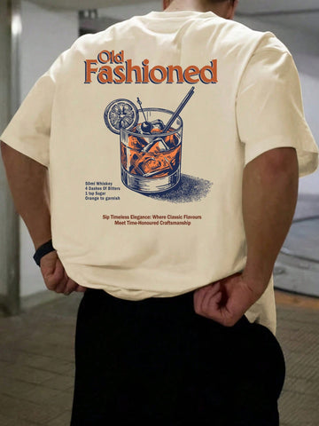 Stay cool and stylish with our Trendy Men's Casual Beverage Slogan Print T-Shirt. Perfect for the spring and summer fashion season, this shirt features a playful and unique slogan print that will surely turn heads. Upgrade your wardrobe with this quirky and fun t-shirt. (No exclamation points used)