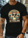 Step into summer fun with this playful black tee featuring a cool llama sporting stylish glasses and surrounded by palm trees. Perfect for casual outings, it adds a quirky twist to your wardrobe while keeping you comfortable and effortlessly trendy.