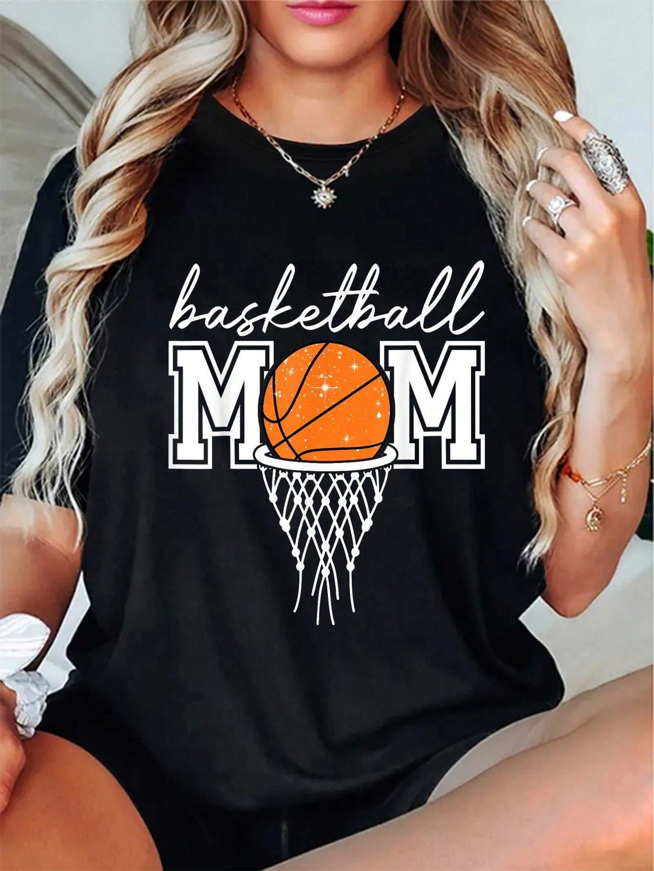 Score a win with this trendy Mom Basketball Graphic Tee! Perfect for summer casual wear, this O-neck t-shirt is the ultimate choice for cool moms. Show off your love for both basketball and fashion with this fun and playful top. No need to sweat it, this tee is a slam dunk!