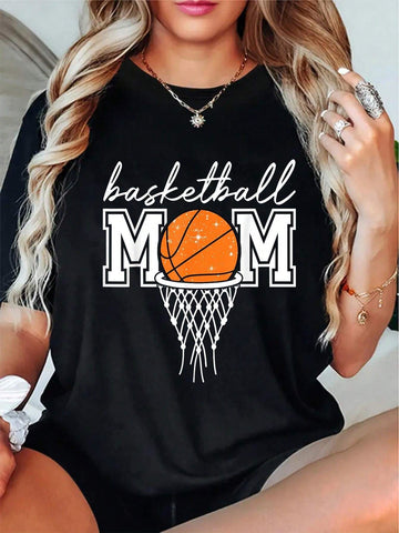 Score a win with this trendy Mom Basketball Graphic Tee! Perfect for summer casual wear, this O-neck t-shirt is the ultimate choice for cool moms. Show off your love for both basketball and fashion with this fun and playful top. No need to sweat it, this tee is a slam dunk!