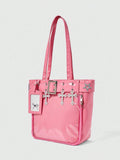 Make a bold statement with this striking pink punk gothic shoulder tote. Featuring edgy star hardware and a spacious silhouette, it's designed for girls who embrace alternative fashion with confidence. The durable construction handles daily essentials while the eye-catching design turns heads. Perfect for school, outings, or expressing your unique style, this tote combines attitude with practicality. An essential accessory for anyone who refuses to blend in.