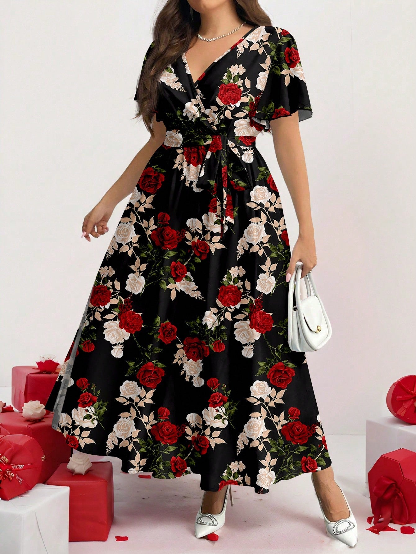 winter beach dress Trendy Plus Size Casual Floral for Autumn and red stripe Material:71%Cotton+27.5%Polyester+1.5%Elastane Long Sleeve Dusty Blue Do not bleach