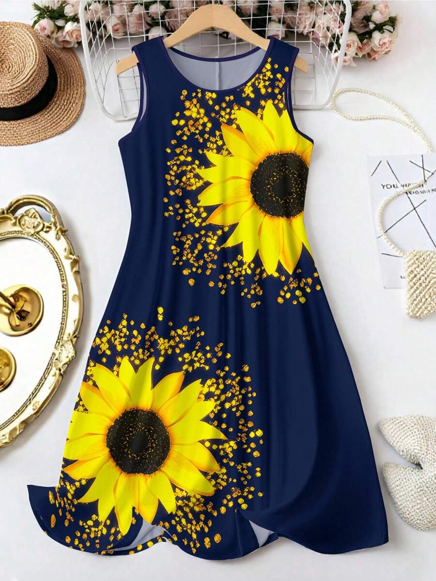 Brighten your summer wardrobe with this playful plus size A-line tank dress, featuring a cheerful sunflower print. Its breezy silhouette offers comfort and effortless style, perfect for sunny days and casual outings. Embrace the season with a dress that’s as fun and vibrant as you are!